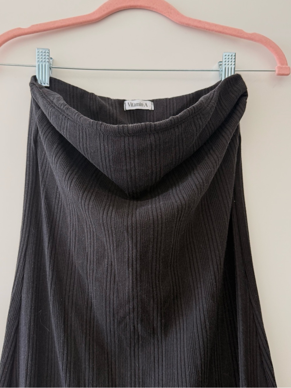 NWOT Vitamin A Ribbed Strapless Black Midi Dress w/ Built-in-Bra | Sold Out | S - Picture 4 of 8
